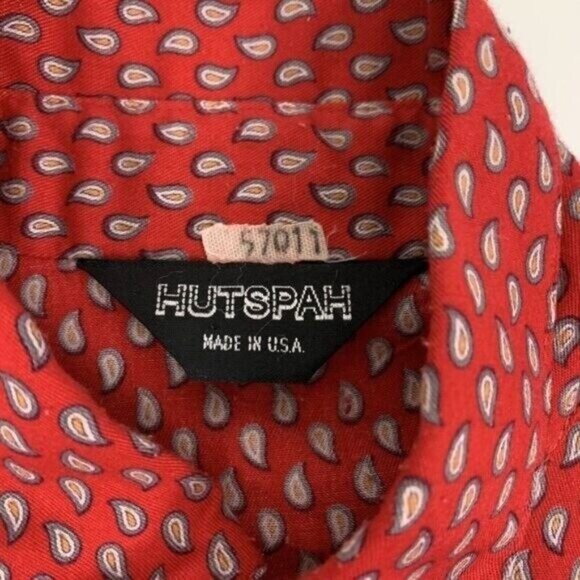 Hutspah Button Down Shirt Small Red Long Sleeve Classic Preppy Casual - Picture 3 of 4